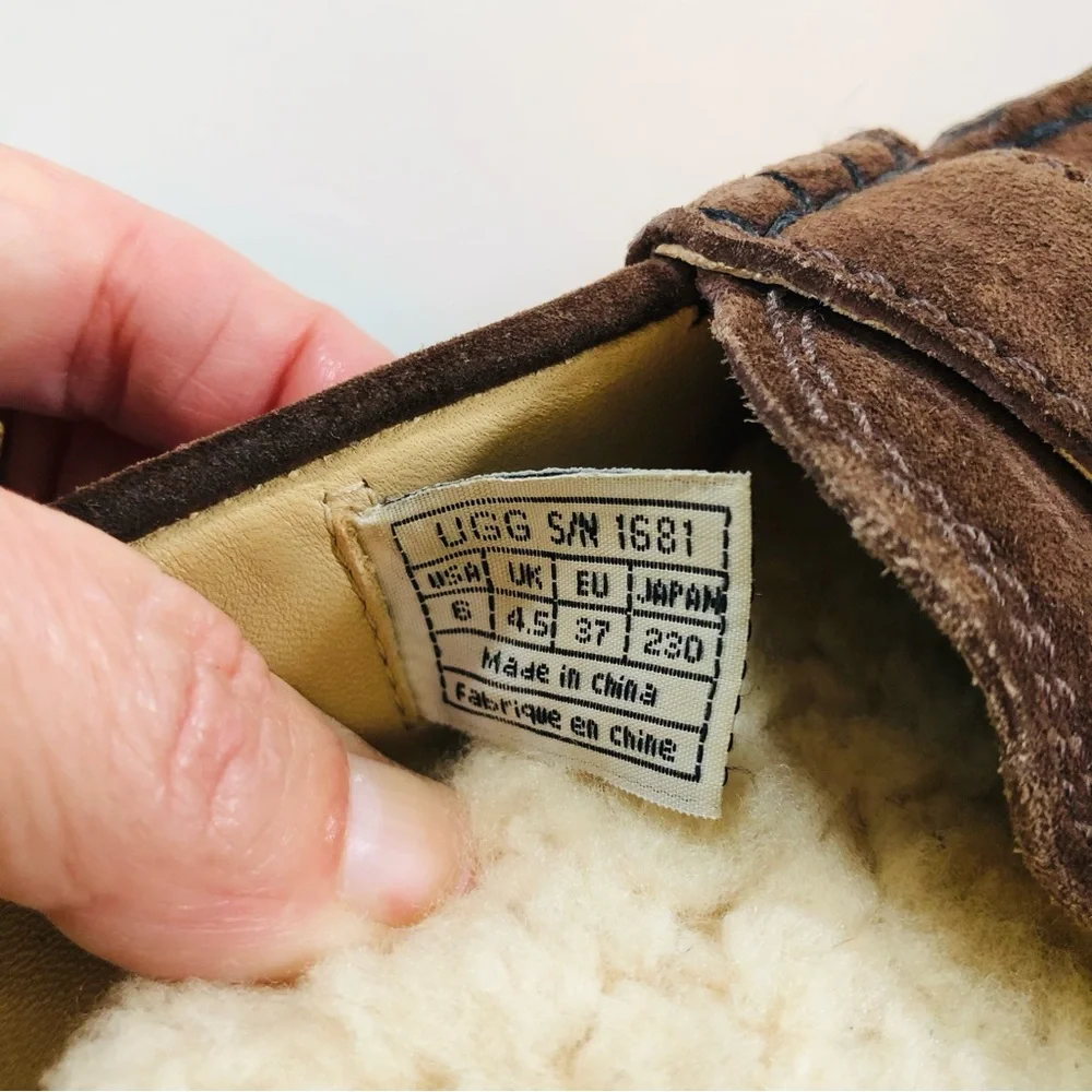 UGG Thelma Brown Suede Shearling Lined Driving Loafers Size 6 EU 37